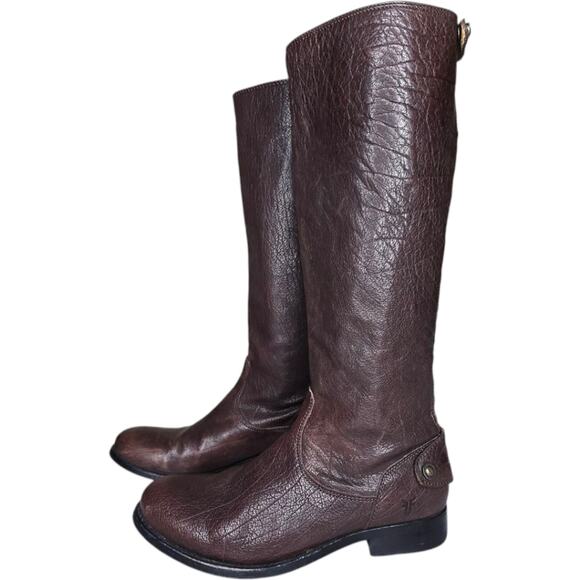Frye Melissa Back Zip Button Boots‎ Dark Brown Size 6B - Picture 1 of 15